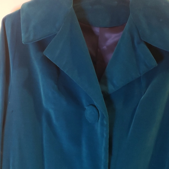 Vintage Marguerite Rubel San Francisco Teal Blue Velvet Women's Dresscoat - Picture 3 of 10